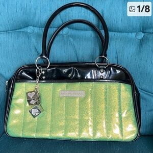 Lux de Ville Glittery Green and Black Shoulder Bag